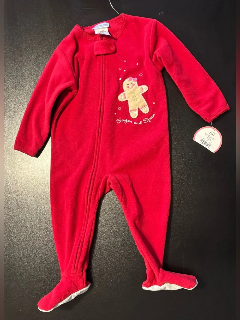 Red Fleece Baby One-Piece christmas size 12m nwt
